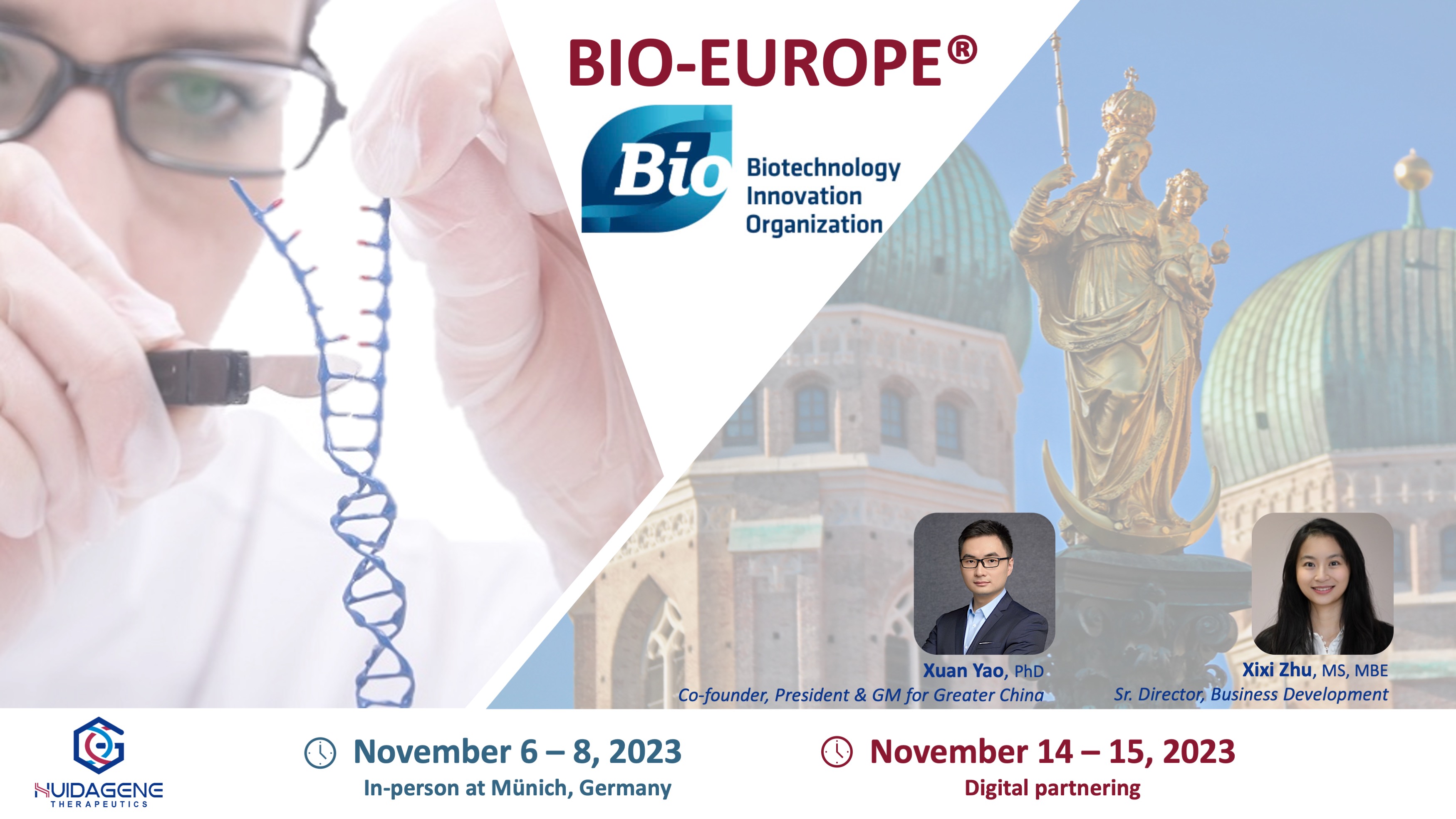 HuidaGene Therapeutics to Attend BIOEurope Fall Conference in Munich